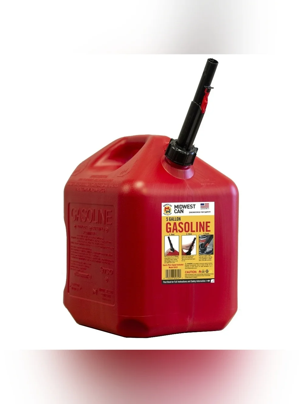 Midwest Can Company, 5 Gallon Capacity Gas Can with Flame Mitigation Device, Red - Picture 1 of 5